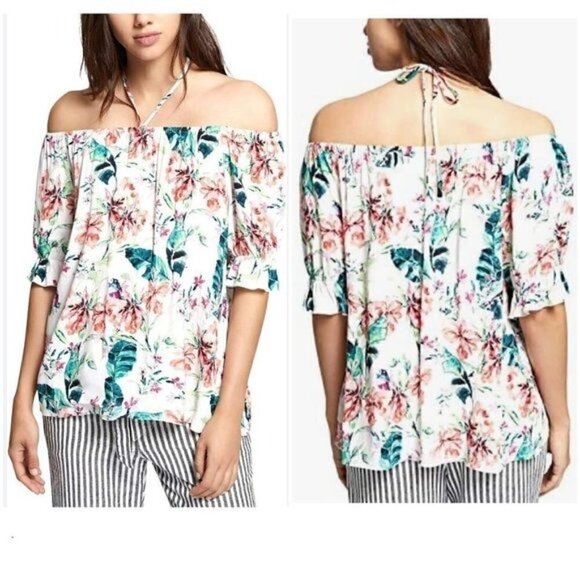 NWT ANTHRO SANCTUARY Paradise Short Sleeve Off the Shoulder Blouse Top Sz L - Picture 1 of 8